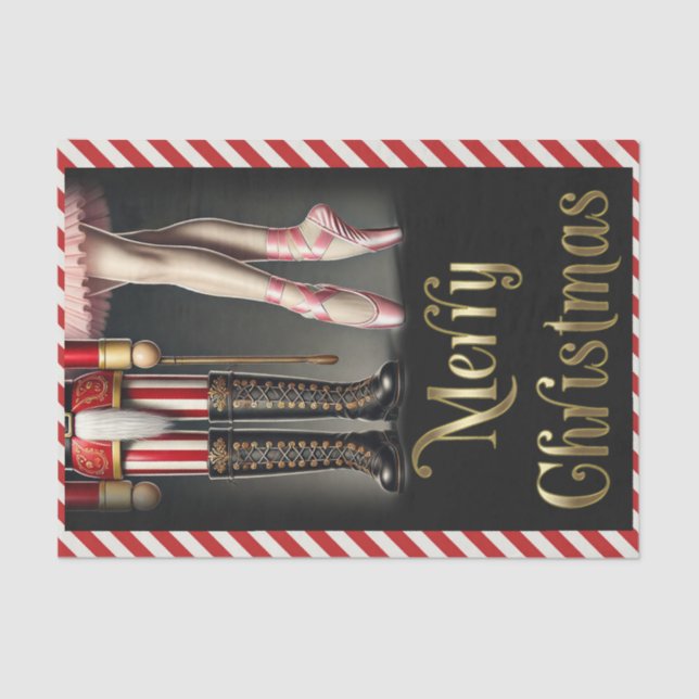 Papel De Seda Acrilico e Bailarina Preto Dourado Feliz Natal (Frente )