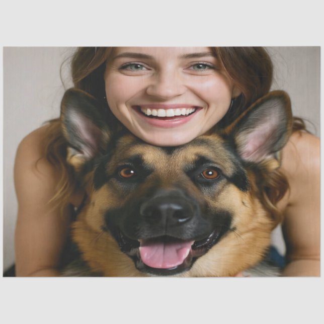 Papel De Seda Add German Shepherd Photo Personalize (Frente )