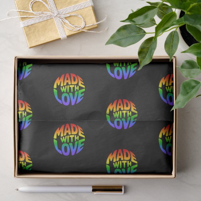 Papel De Seda Adesivo em forma de Círculo - FEITO COM AMOR 3 (Presente)