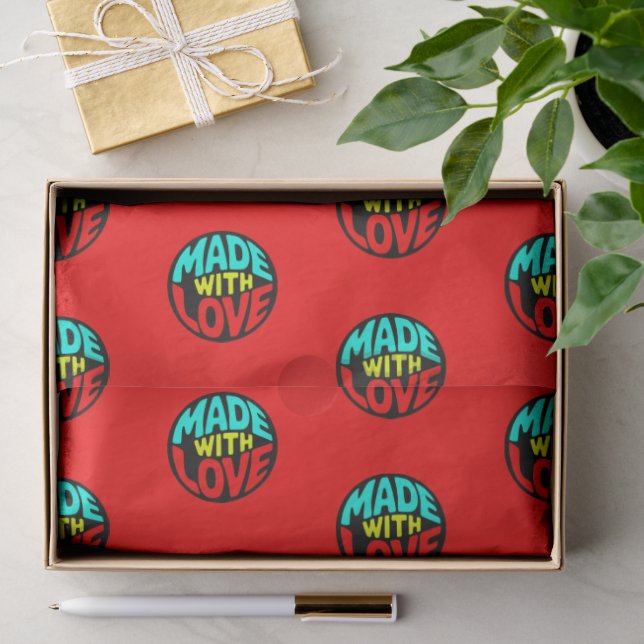 Papel De Seda Adesivo Forma de Círculo - FEITO COM AMOR 2 (Presente)