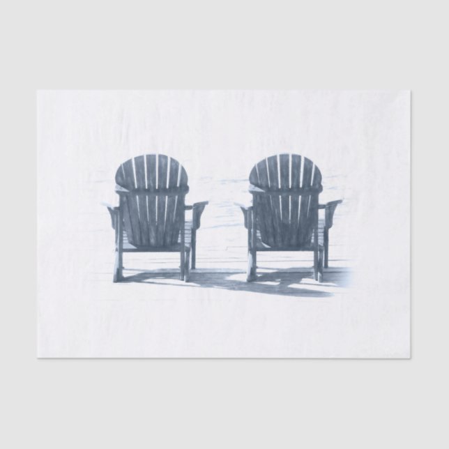 Papel De Seda Adirondack Beach Chairs Cinza White Rustic (Frente )