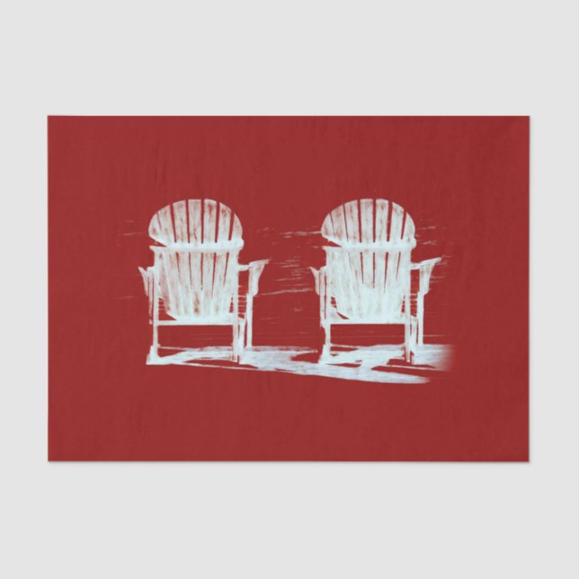 Papel De Seda Adirondack Beach Chairs Red White Russe (Frente )