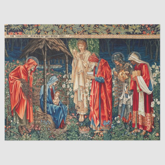Papel De Seda ADORAÇÃO DE MAGI Morris, Natal Burne-Jones (Frente )