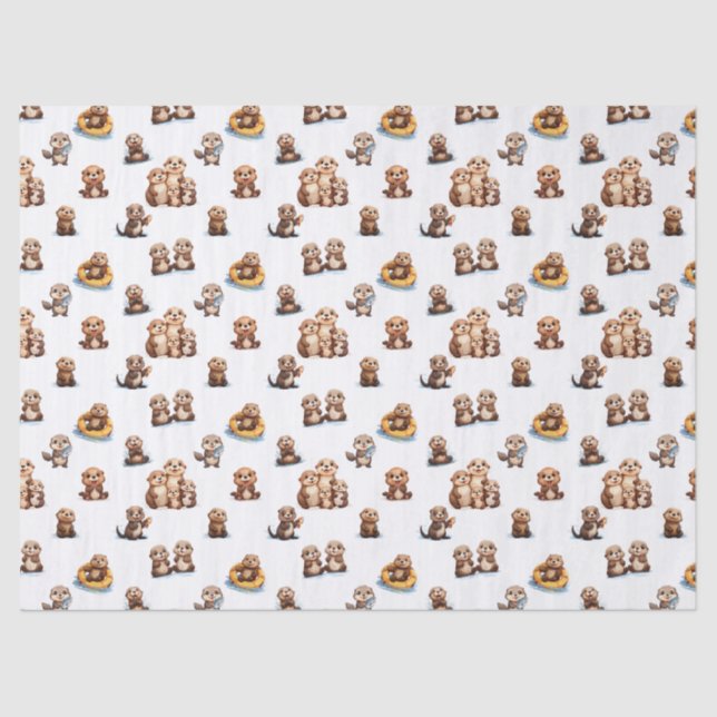 Papel De Seda Adoráveis Otters! (Frente )