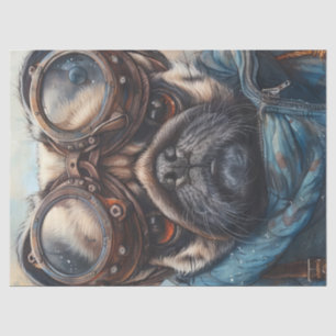 Papel De Seda Adorável cachorro pug steampunk com decoupage de ó