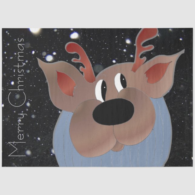 Papel De Seda Adorável Reindeer de Natal (Frente )
