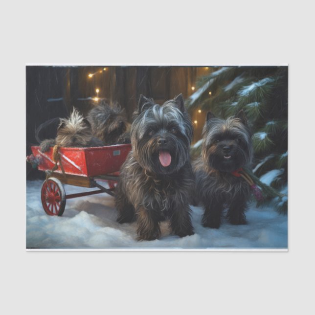 Papel De Seda Affenpinscher Snowy Sleigh Passeia Decência de Nat (Frente )
