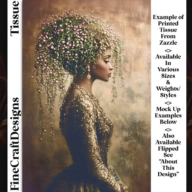 Papel De Seda African American Woman, Floral DW7R Decoupag (Criador carregado)