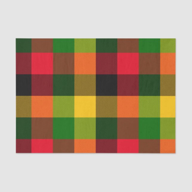 Papel De Seda  African Rasta Reggae Colours Plaid Pattern Design (Frente )