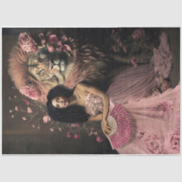 Papel De Seda Afro Beauty Retrato Floral e Lion feminino