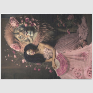 Papel De Seda Afro Beauty Retrato Floral e Lion feminino