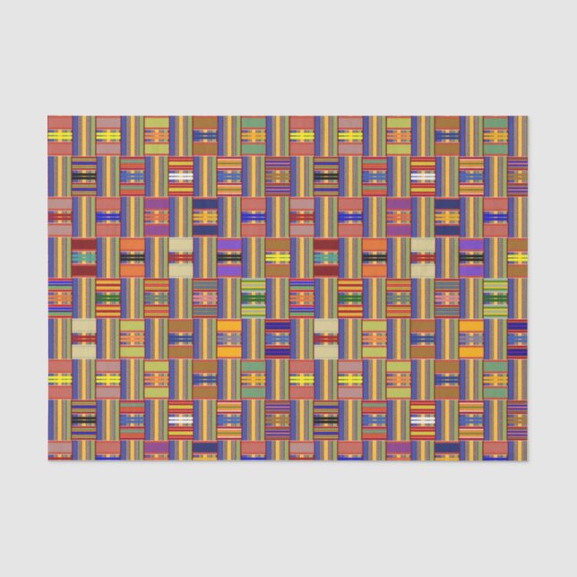 Papel De Seda Afro-Cores De Vidro Múltiplo-Colisor Kente K45 (Frente )
