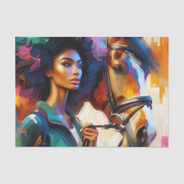 Papel De Seda Afro Equestrian Female Rider I (Frente )