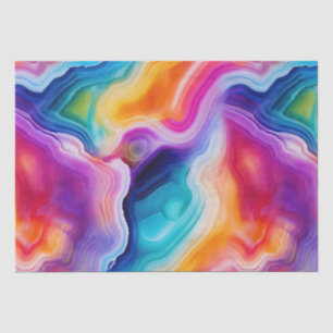 Papel De Seda Ágata Arco-Íris   Padrão Vibrante de Pedra Abstrat
