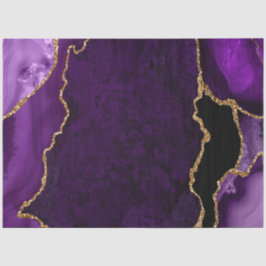 Papel De Seda Ágata Brilho Falso Roxo e Dourado