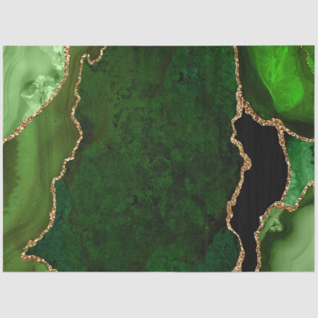 Papel De Seda Ágata Brilho Falso Verde e Dourado (Frente )