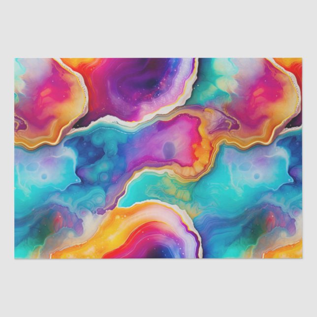 Papel De Seda Ágata Leopardo Arco-íris | Glam Abstrato (Frente )