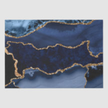 Ágata Marmore Azul Marinho e Brilho Dourado Falso