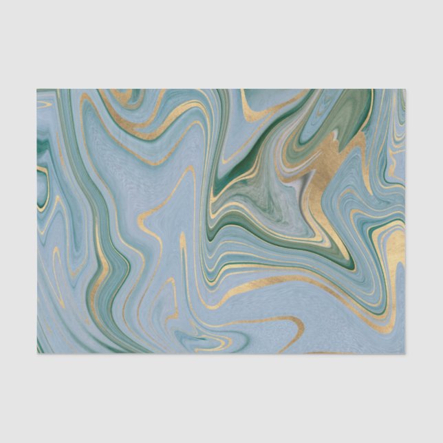 Papel De Seda Ágata/mármore Verde e Dourado 2 (Frente )