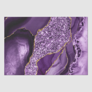 Papel De Seda Ágata Oceânica Brilhante Roxa e Dourada Elegante