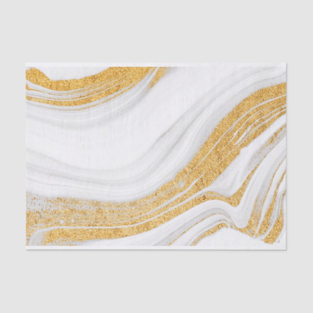 Papel De Seda Agato branco e Dourado (Frente )