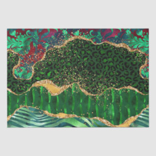 Papel De Seda Agato de Impressão Animal Safari Verde