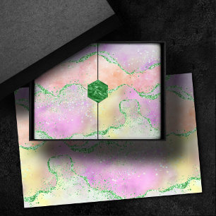 Papel De Seda Agato de Primavera Elegante   Largura Verde Escura