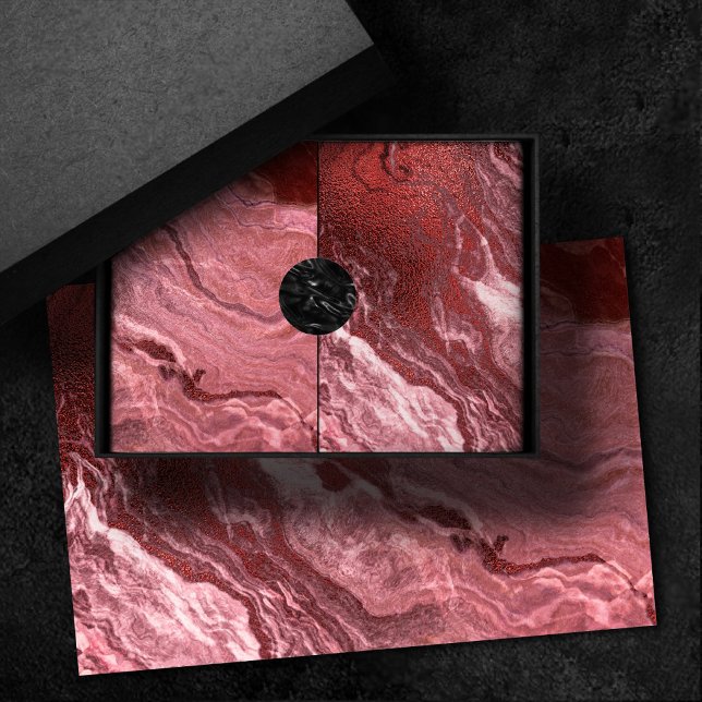 Papel De Seda Agato Vermelho Cristalizado | Ruby Crimson Marbled (Criador carregado)