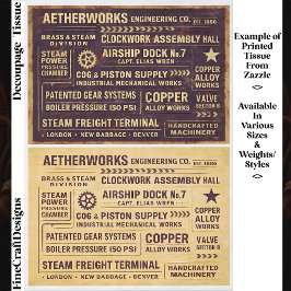 Papel De Seda Aged Distressed Steampunk Work Signs FA8 Decoupage