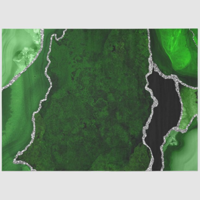 Papel De Seda Agitação de brilho verde e prata (Frente )