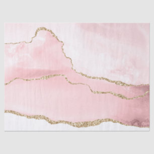Papel De Seda Agite de Blush Rosa com Elegante de Fita Dourada