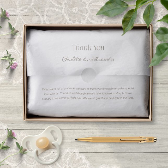 Papel De Seda Agradecimento de Chuveirinho de Bebê com Arco de A (Natural Watercolor Bow Baby Shower Thank You Tissue Paper ©Susanne Sachers - Sunny Mind 🌞)