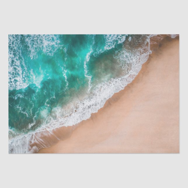 Papel De Seda Água do oceano na areia da praia tropical de verão (Frente )