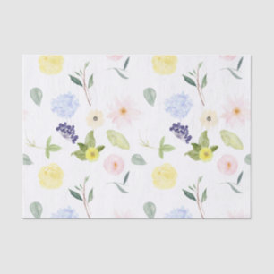 Papel De Seda Aguarela amarela cor-de-rosa floral