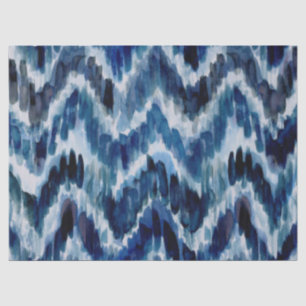 Papel De Seda Aguarela Chevron azul Ikat