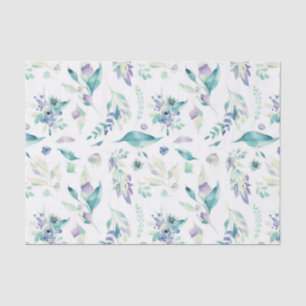 Papel De Seda Aguarela moderna da lavanda do verde de jade