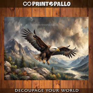 Papel De Seda Águia americana voando sobre as Montanhas Rochosas