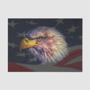 Papel De Seda Águia Balde Americana com Bandeira