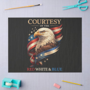 Papel De Seda Águia Patriótica Vermelha Branca e Azul Vintage