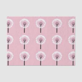 Papel De Seda AI Art White Dandelions Rosa Tema