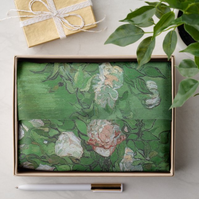 Papel De Seda Ainda com vida: Rosas rosa por Vincent van Gogh (Presente)