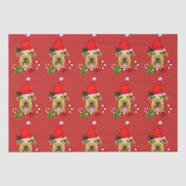 Papel De Seda Airedale Terrier Santa Hat Natal