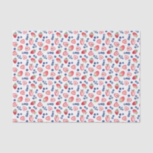 Papel De Seda Airelas Azuis Azuis-Vermelhas-de-Verão