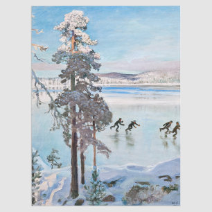 Papel De Seda Akseli Gallen-Kallela - Patinadores perto de Kalel