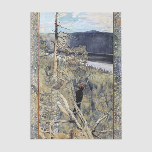 Papel De Seda Akseli Gallen-Kallela - Pica-Pau Negro Excelente