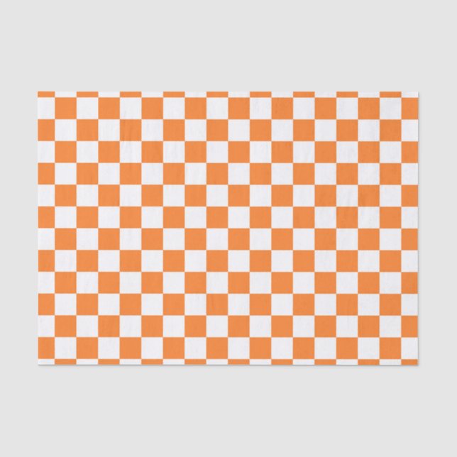 Papel De Seda Alaranjado e branco Checkered (Frente )