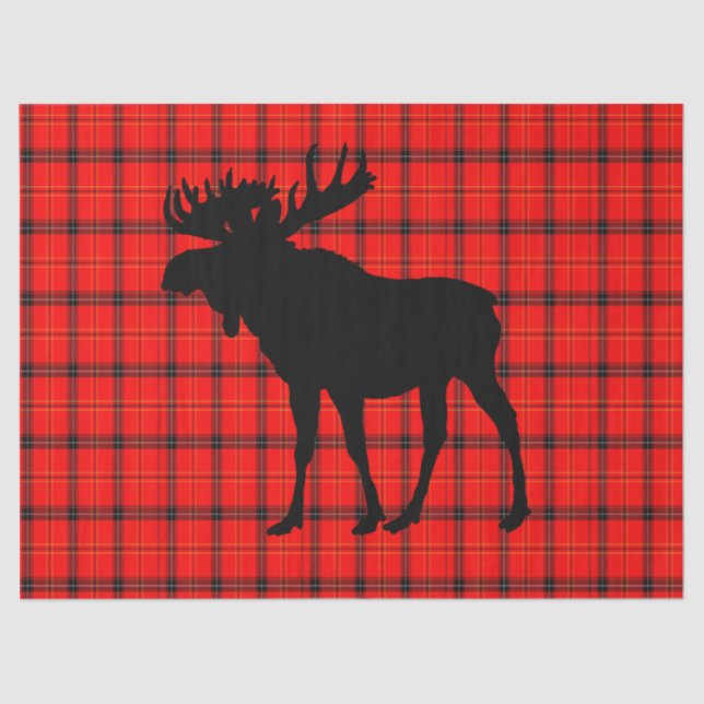 Papel De Seda Alces vermelhos da xadrez (Frente )