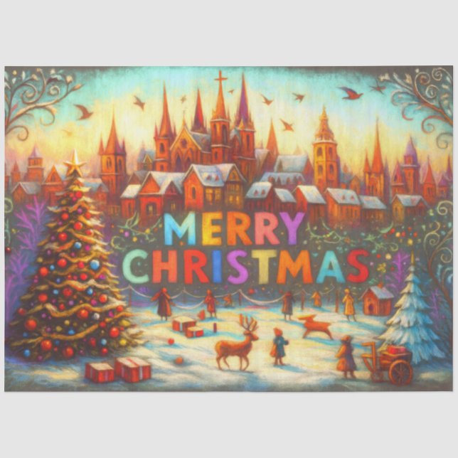 Papel De Seda Aldeia de Natal do Livro Artístico (Frente )