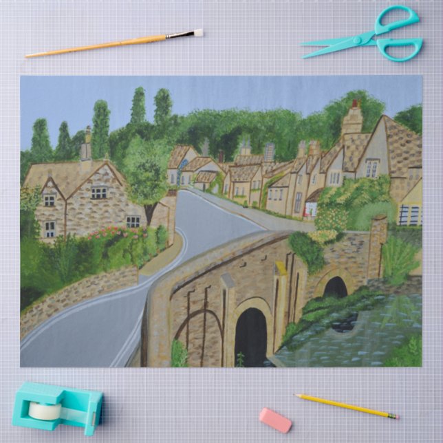 Papel De Seda Aldeia inglesa de Cotswolds (Arte )