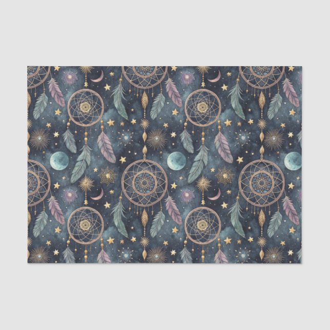 Papel De Seda Aldraba Celestial Sonhadora Estrela Noite Padrão (Frente )
